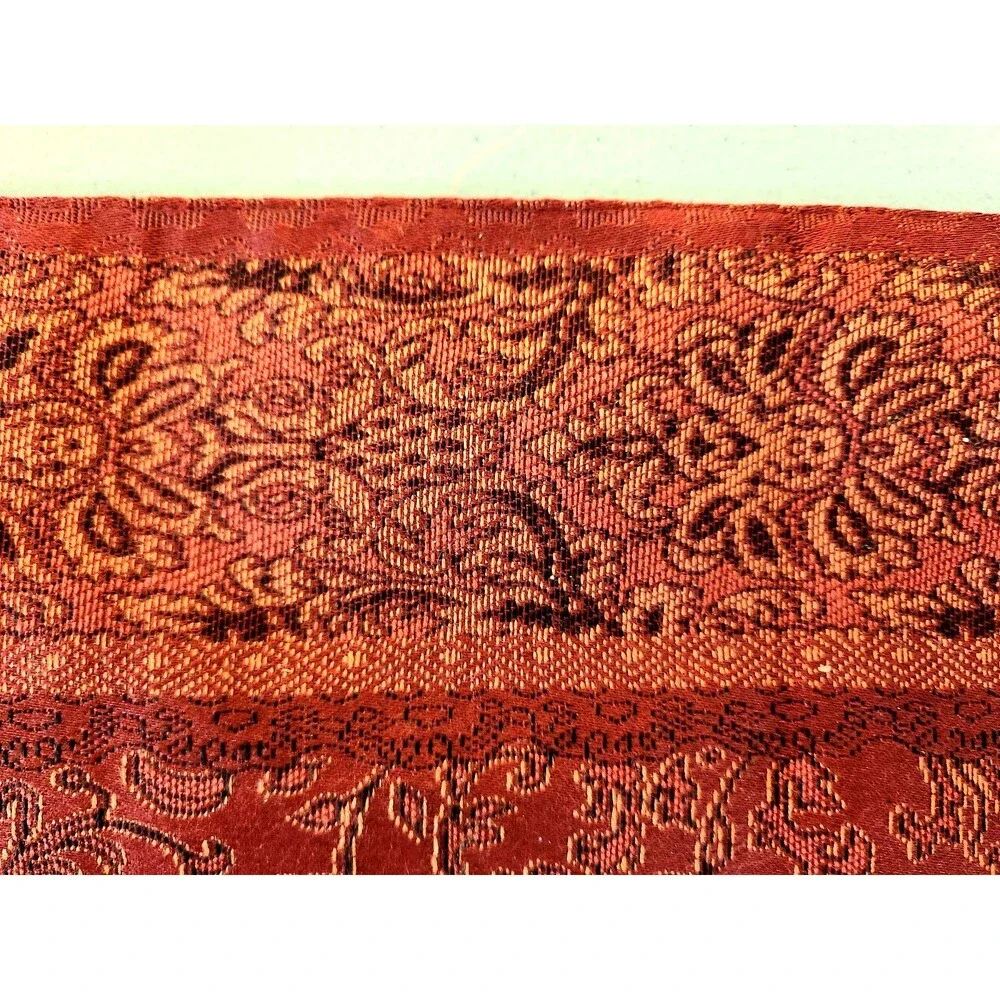 Pier 1 Imports Table Runner Red Brown Gold Jacquard Tapestry 72